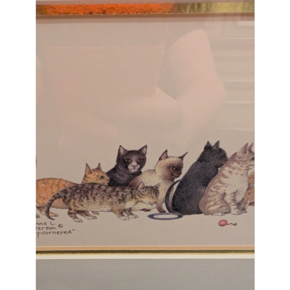 Vintage Cat Art Diane L. Patterson “Kitty-Cornered” Cat Print Framed - Picture 4 of 12